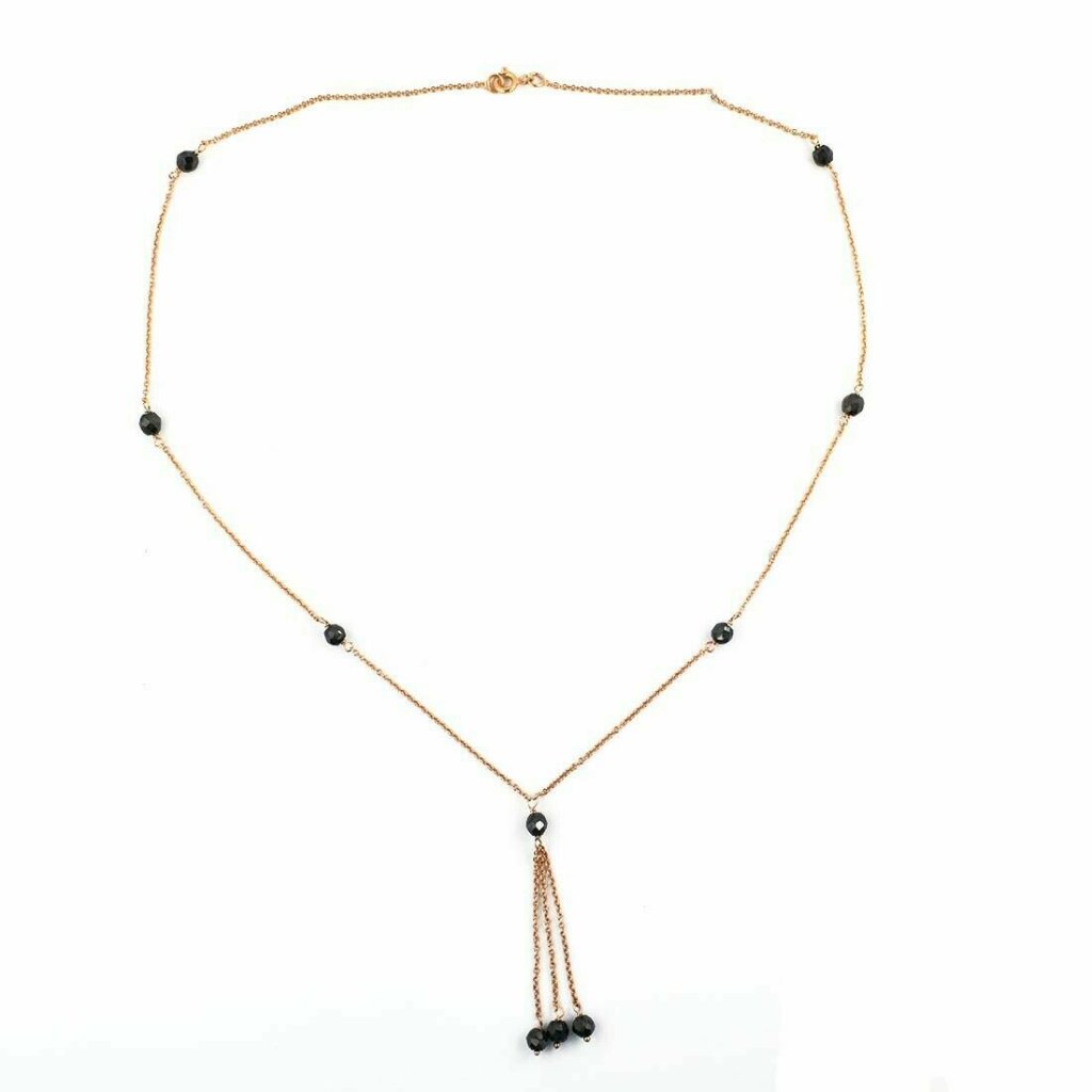 Rose Gold Vermeil Blackdiamond Bead Chain Necklace